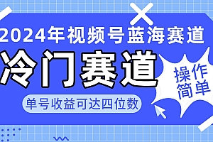 2024视频号冷门蓝海赛道,操作简单 单号收益可达四位数(教程+素材+工具)