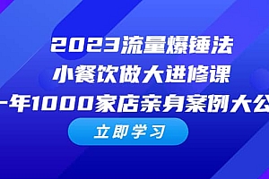 2023流量 爆锤法,小餐饮做大进修课,一年1000家店亲身案例大公开
