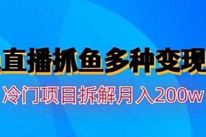 水边直播抓鱼,多种变现途径冷门项目,月入200w拆解【揭秘】