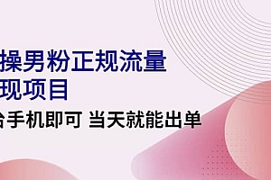 2022实操男粉正规流量变现项目,一台手机即可 当天就能出单【视频课程】