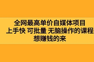 全网最单高价自媒体项目:上手快 可批量 无脑操作的课程,想赚钱的来