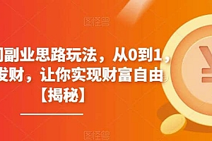 4个冷门副业思路玩法,从0到1,闷声发财,让你实现财富自由【揭秘】