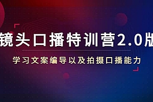 镜头口播特训营2.0版,学习文案编导以及拍摄口播能力(50节课时)