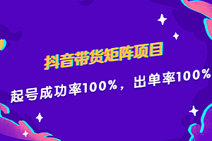 抖音带货矩阵项目,起号成功率100%,出单率100%!