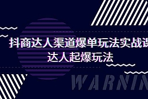 抖商达人-渠道爆单玩法实操课,达人起爆玩法(29节课)