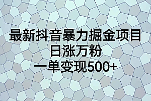 最火热的抖音暴力掘金项目,日涨万粉,多种变现方式,一单变现可达500+