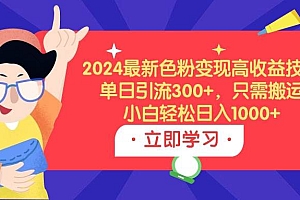 2024最新色粉变现高收益技术,单日引流300+,只需搬运,小白轻松日入1000+