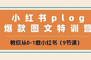小红书 plog爆款图文特训营,教你从0-1做小红书(9节课)