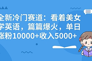 全新冷门赛道:看着美女学英语,篇篇爆火,单日涨粉10000+收入5000+