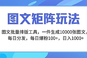 图文批量排版工具,矩阵玩法,一键生成10000张图,每日分发多个账号