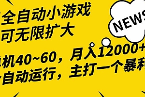 2024最新全网独家小游戏全自动,单机40~60,稳定躺赚,小白都能月入过万
