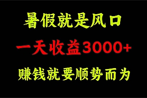 一天收益3000+ 赚钱就是顺势而为,暑假就是风口