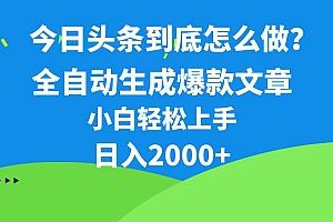 今日头条最新最强连怼操作,10分钟50条,真正解放双手,月入1w+