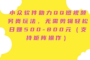 小众软件助力QQ短视频另类玩法,无需剪辑轻松日赚500-800元(支持矩阵…