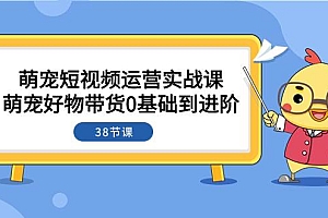 萌宠·短视频运营实战课:萌宠好物带货0基础到进阶(38节课)