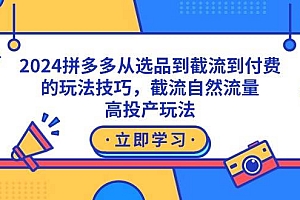 2024拼多多从选品到截流到付费的玩法技巧,截流自然流量玩法,高投产玩法