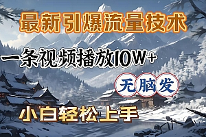 最新引爆流量技术,一条视频播放10W+,无脑发,小白轻松上手
