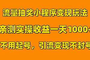流量抽奖小程序变现玩法,亲测一天1000+不用起号当天见效