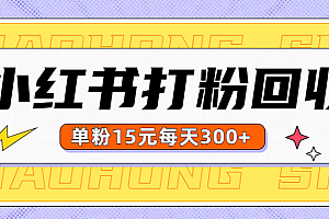 小红书打粉,单粉15元回收每天300+