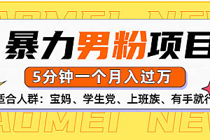 男粉项目,5分钟一个,无脑月入五位数