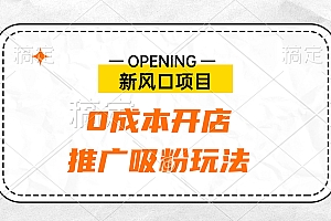 新风口项目、0成本开店、推广吸粉玩法