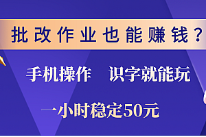 0门槛手机项目,改作业也能赚钱?识字就能玩!一小时稳定50元!