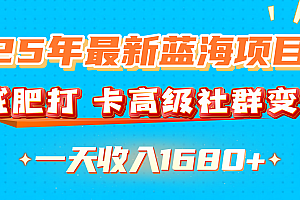 25年最新蓝海项目,减肥打 卡高级社群变现一天收入1680+