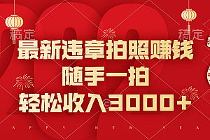 最新违章拍照赚钱,随手一拍,轻松收入3000+