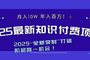 2025最新知识付费项目 实现月入十万,年入百万!