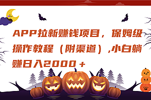 APP拉新赚钱项目,保姆级操作教程(附渠道),小白躺赚日入2000+