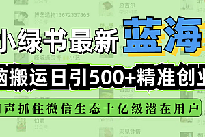 小绿书最新蓝海玩法,无脑搬运日引500+精准创业粉,闷声抓住微信生态十亿级潜在用户
