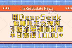 用DeepSeek做哪吒走秀视频,引爆流量涨粉利器,单日变现1000+