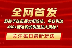 全网首发,野路子挂机暴力引流法,单日引流400+精准粉的引流法大揭秘!