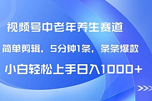 DeepSeek+既梦做视频号中老年养生赛道,条条爆款5分钟1条,轻松日入1000+