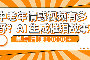中老年情感视频有多野?AI 生成催泪故事,单号月变现10000+