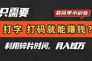 只需要打字,打码,就能赚钱?最简单的赚钱小副业,利用碎片时间,月入过万!