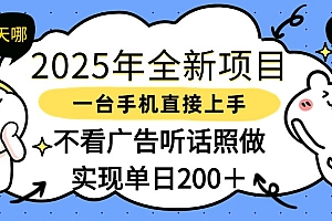 2025年全新项目一部手机轻松上手,实现单日200+