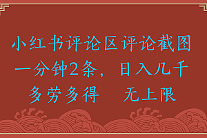小红书评论区评论截图一分钟2条,日入几千,无上限,多劳多得