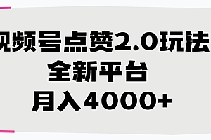 视频号点赞2.0玩法,全新平台, 月入4000+