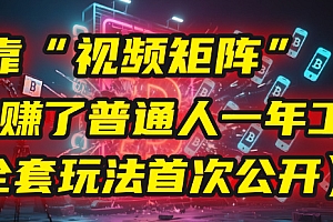 我靠“视频矩阵”,3天赚了普通人一年工资!【全套玩法首次公开】