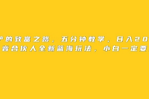 王铲铲的致富之路,日入2000+收益,五分钟教学,抖音合伙人全新蓝海玩法,小白一定要做的项目