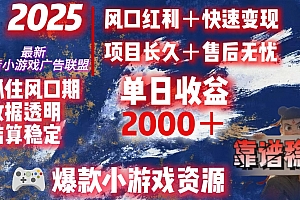 2025最新抖音小游戏广告联盟,日赚2000+从零开始的财富逆袭
