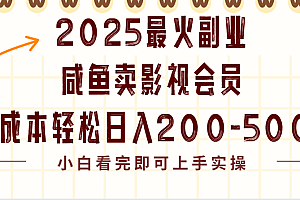 2025最火副业闲鱼卖vip影视会员,零成本日入200-500